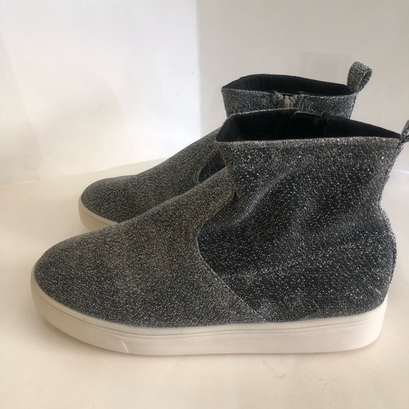 Cat & Jack Girls Annora Sock Silver Metallic Glitter High Top Sneakers Size 3 - Picture 5 of 14